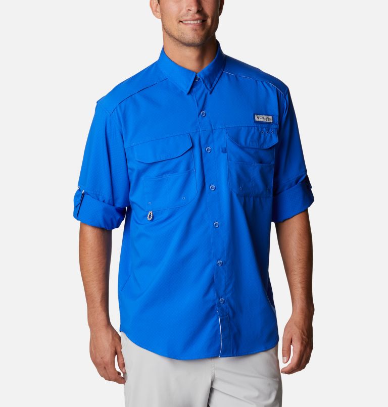 Thumbnail: Men's PFG Blood and Guts Zero Woven Long Sleeve Shirt, Color: Blue Macaw, image 7