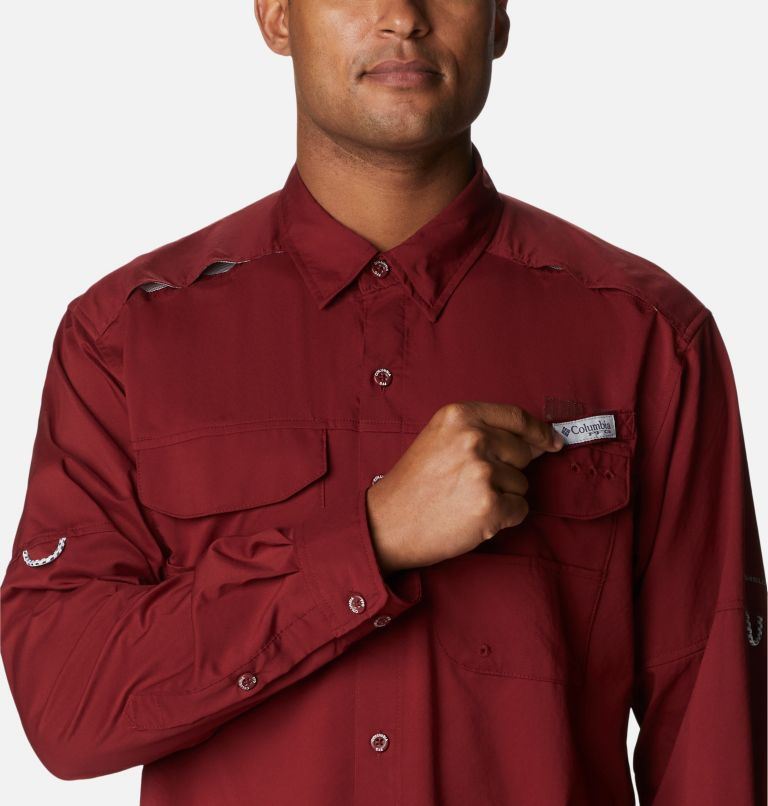 Thumbnail: Men's PFG Blood and Guts Zero Woven Long Sleeve Shirt, Color: Red Jasper, image 4