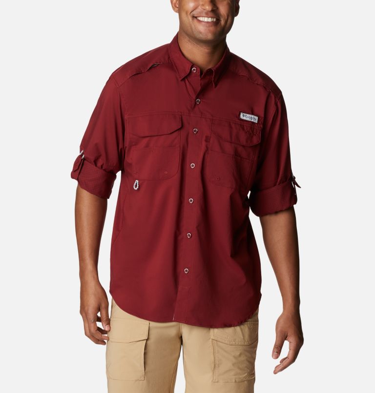 Men's PFG Blood and Guts Zero Woven Long Sleeve Shirt, Color: Red Jasper, image 7