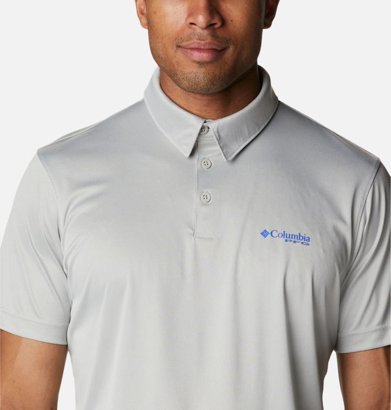 Polo chiné PFG Terminal Tackle Homme, Color: Cool Grey Heather, Vivid Blue Logo, image 4