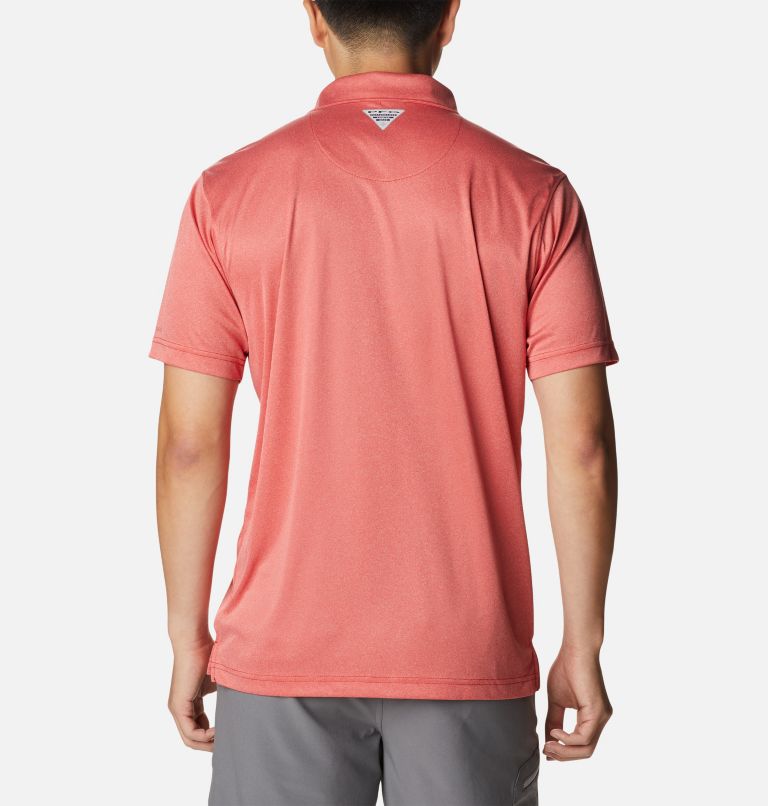 Men's PFG Terminal Tackle Heather Polo, Color: Red Spark Heather, White Logo