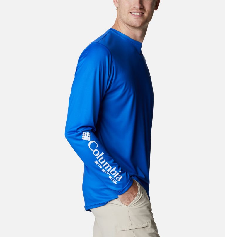 Men's PFG Terminal Tackle First On The Water Classic Long Sleeve Shirt, Color: Blue Macaw, Billfish, image 3