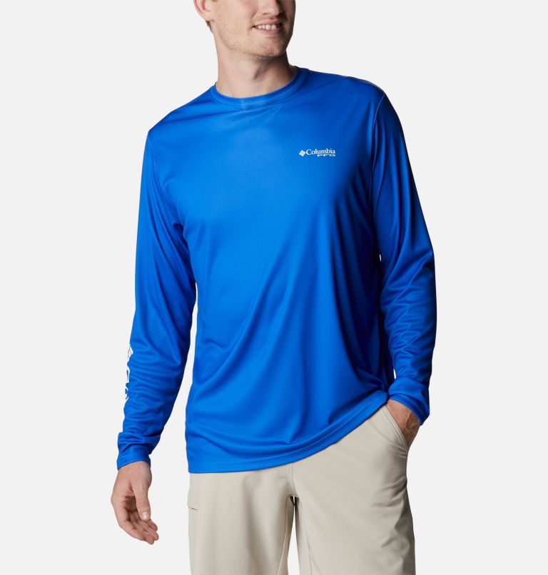 Men's PFG Terminal Tackle First On The Water Classic Long Sleeve Shirt, Color: Blue Macaw, Billfish, image 2