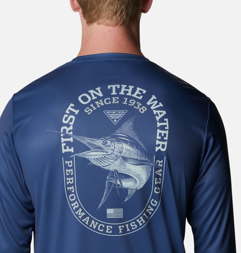 Thumbnail: Men's PFG Terminal Tackle First On The Water Classic Long Sleeve Shirt, Color: Carbon, Billfish, image 5