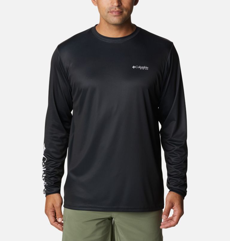 Men's PFG Terminal Tackle License Plate Long Sleeve Shirt, Color: Black, Georgia, image 2