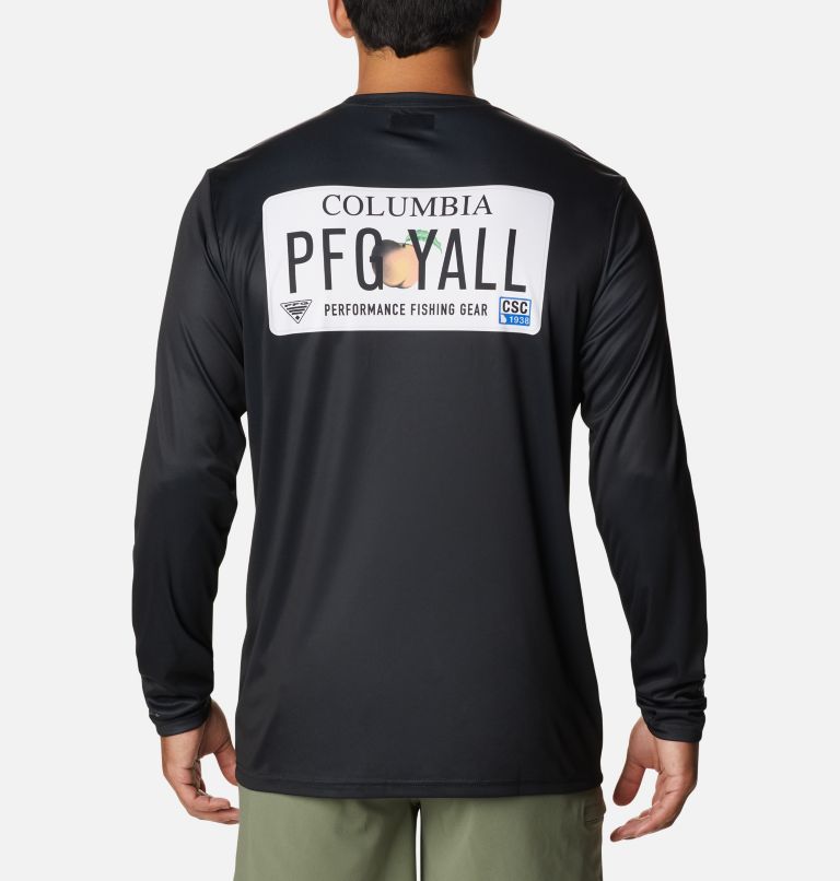 Thumbnail: Men's PFG Terminal Tackle License Plate Long Sleeve Shirt, Color: Black, Georgia, image 1