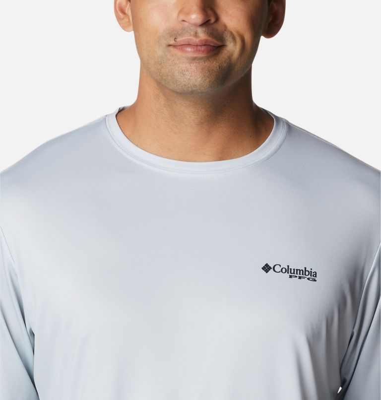 Thumbnail: Men's PFG Terminal Tackle License Plate Long Sleeve Shirt, Color: Cool Grey, Texas, image 4