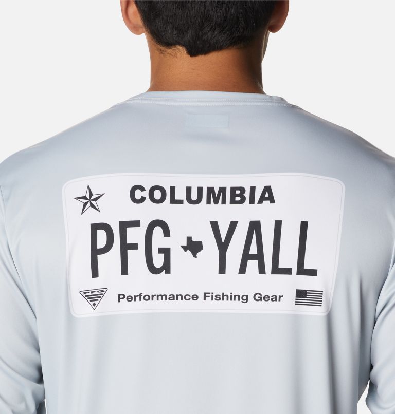 Men's PFG Terminal Tackle License Plate Long Sleeve Shirt, Color: Cool Grey, Texas, image 5