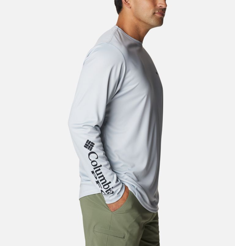 Men's PFG Terminal Tackle License Plate Long Sleeve Shirt, Color: Cool Grey, Texas, image 6