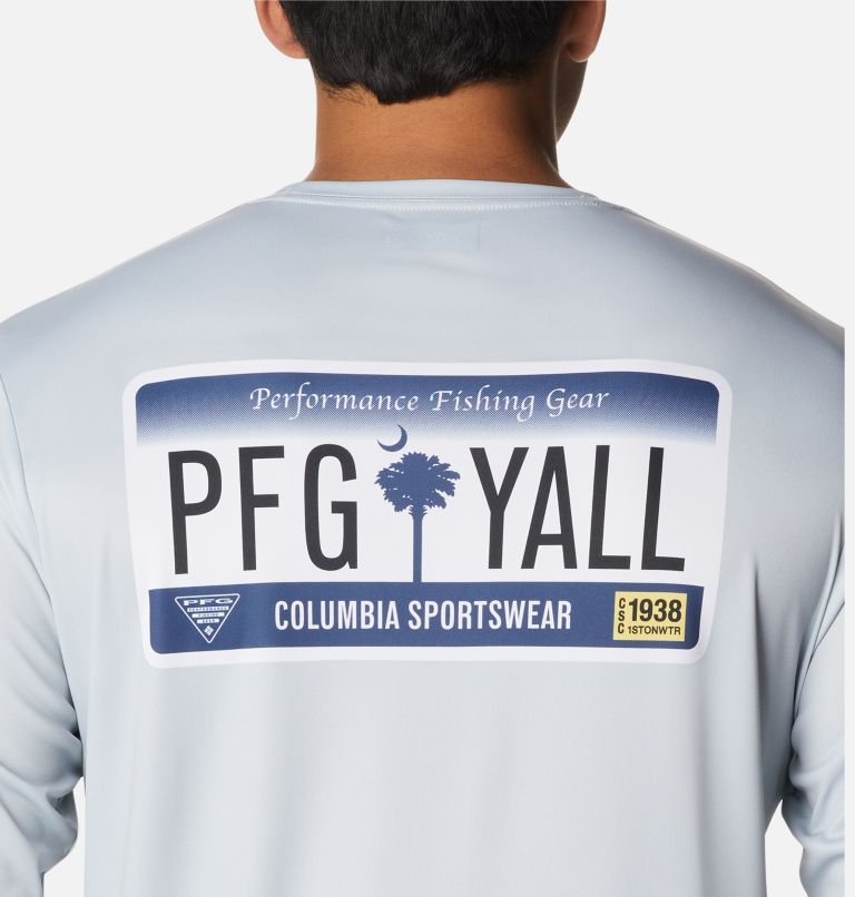 Thumbnail: Men's PFG Terminal Tackle License Plate Long Sleeve Shirt, Color: Cool Grey, South Carolina, image 5