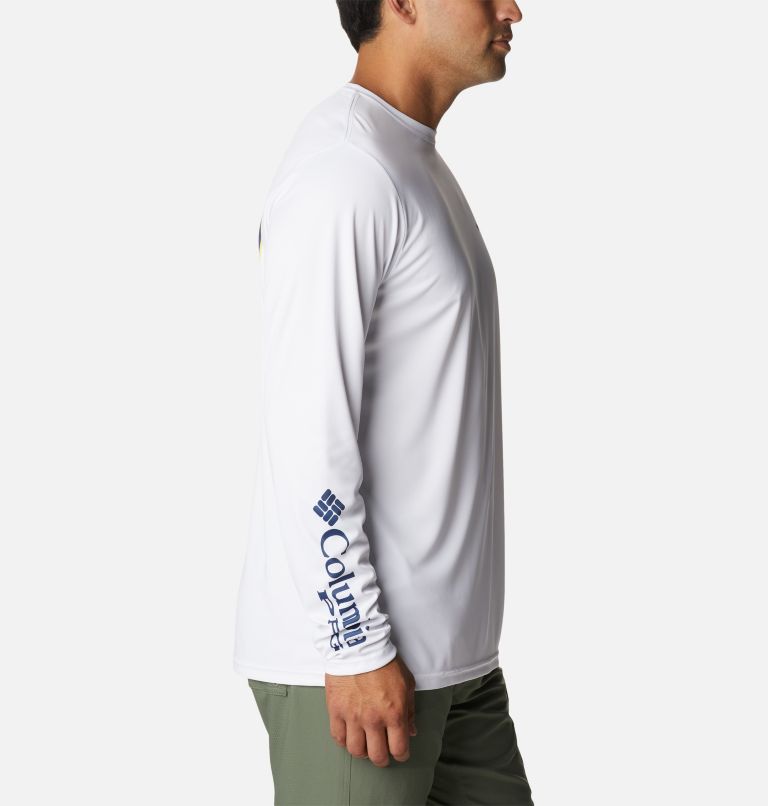 Men's PFG Terminal Tackle License Plate Long Sleeve Shirt, Color: White, Oregon, image 3