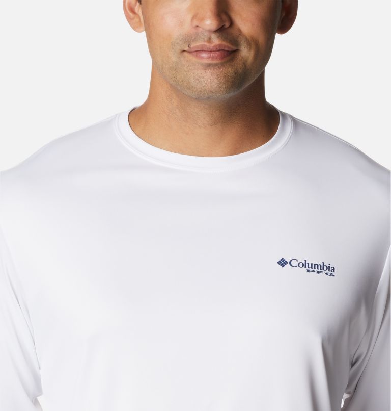 Thumbnail: Men's PFG Terminal Tackle License Plate Long Sleeve Shirt, Color: White, Oregon, image 4