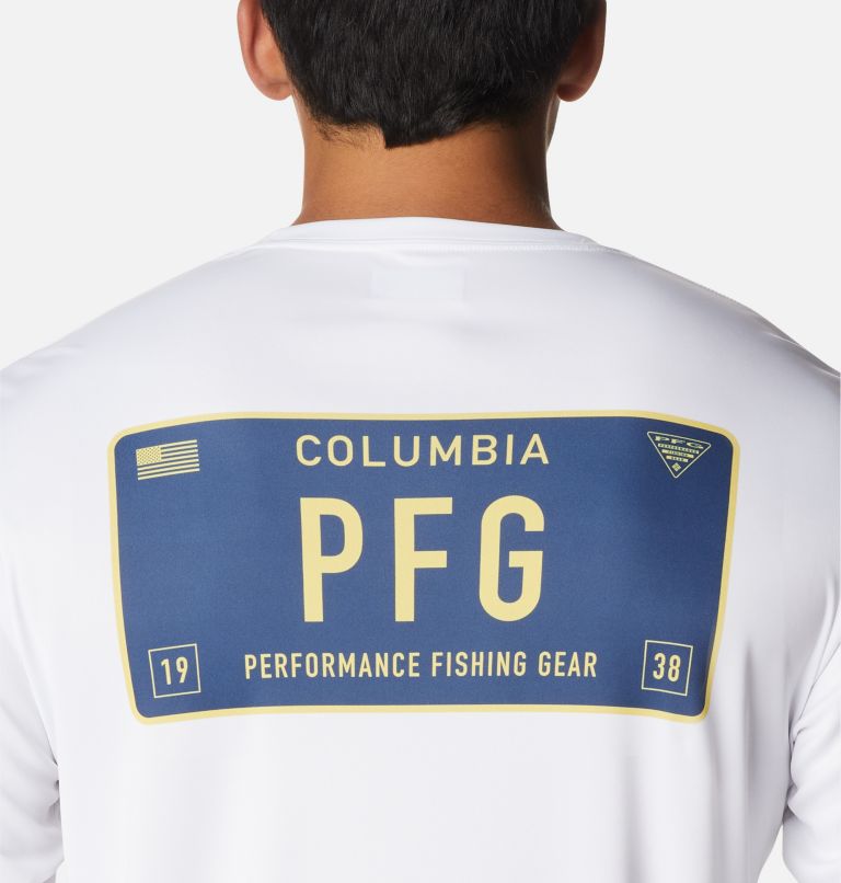 Men's PFG Terminal Tackle License Plate Long Sleeve Shirt, Color: White, Oregon, image 5