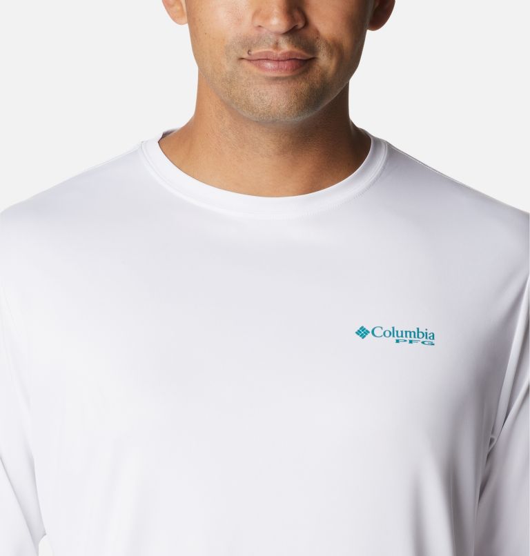 Men's PFG Terminal Tackle License Plate Long Sleeve Shirt, Color: White, Florida, image 4