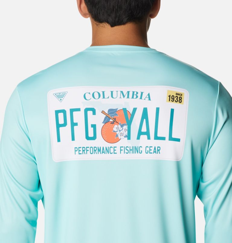 Men's PFG Terminal Tackle License Plate Long Sleeve Shirt, Color: Gulf Stream, Florida, image 5