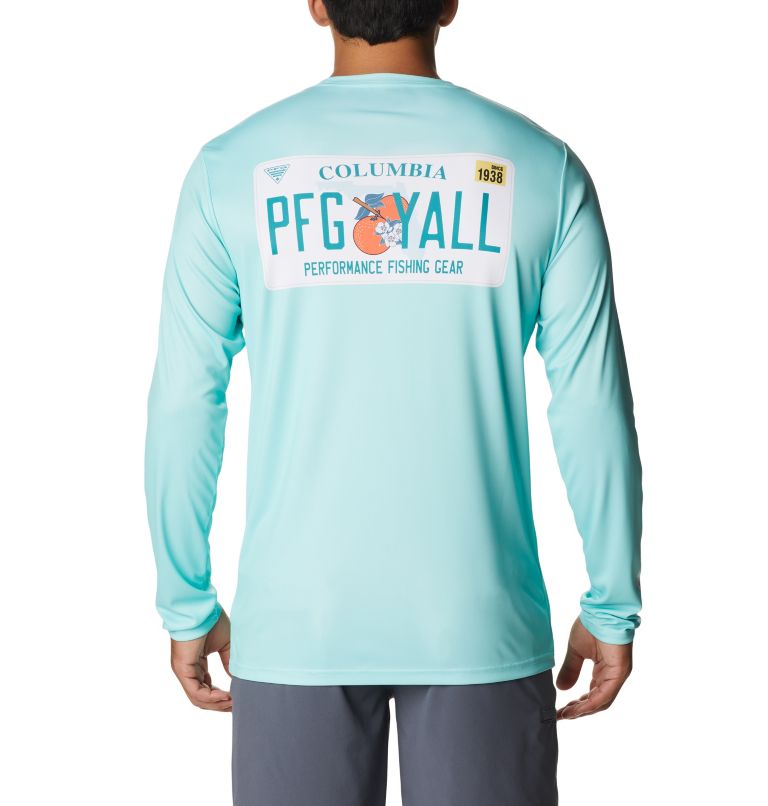 Thumbnail: Men's PFG Terminal Tackle License Plate Long Sleeve Shirt, Color: Gulf Stream, Florida, image 1