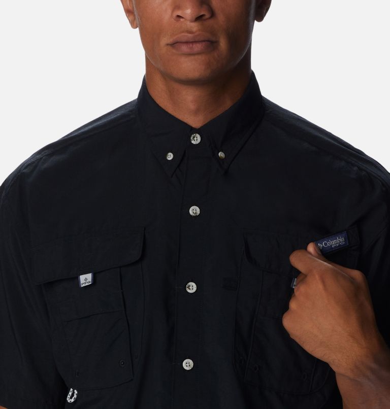 Thumbnail: Men's PFG Bahama Icon Short Sleeve Shirt, Color: Black Carey Chen Redfish, image 4