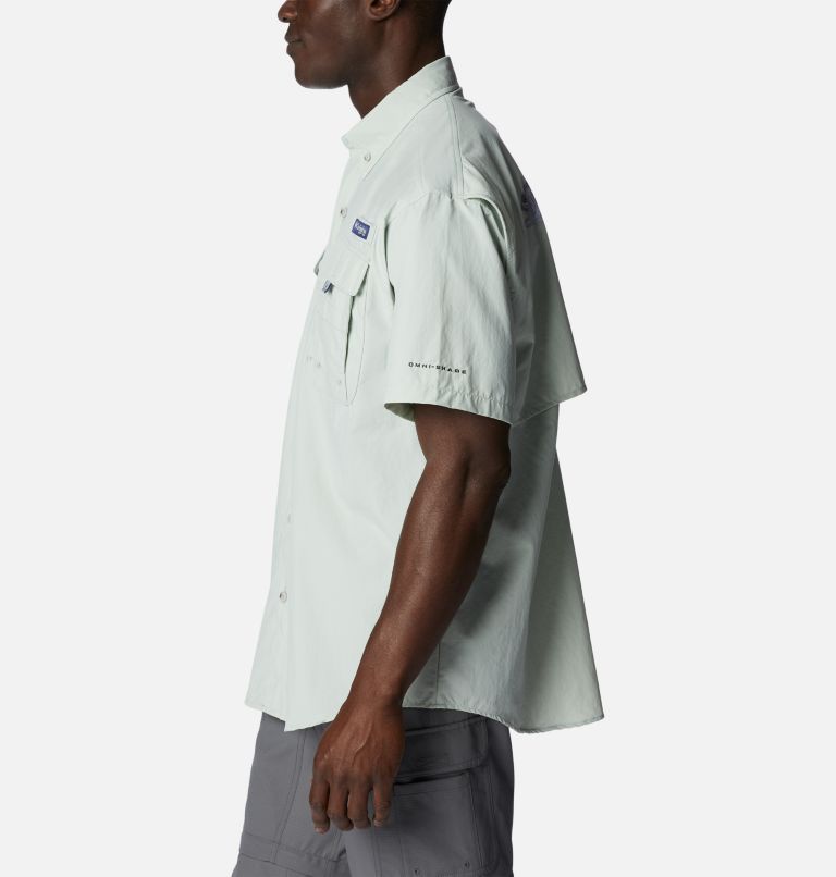 Thumbnail: Men's PFG Bahama Icon Short Sleeve Shirt, Color: Cool Green Carey Chen Trout, image 3