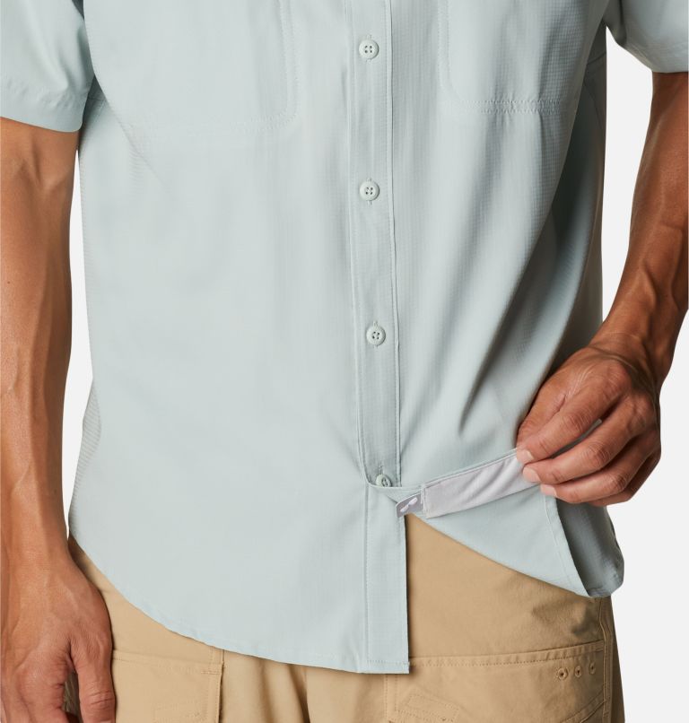Men's PFG Skiff Guide Woven Short Sleeve Shirt, Color: Cool Green
