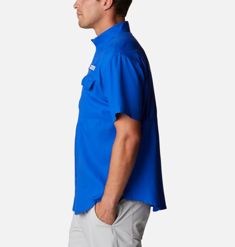 Thumbnail: Men's PFG Skiff Guide Woven Short Sleeve Shirt, Color: Blue Macaw, image 3