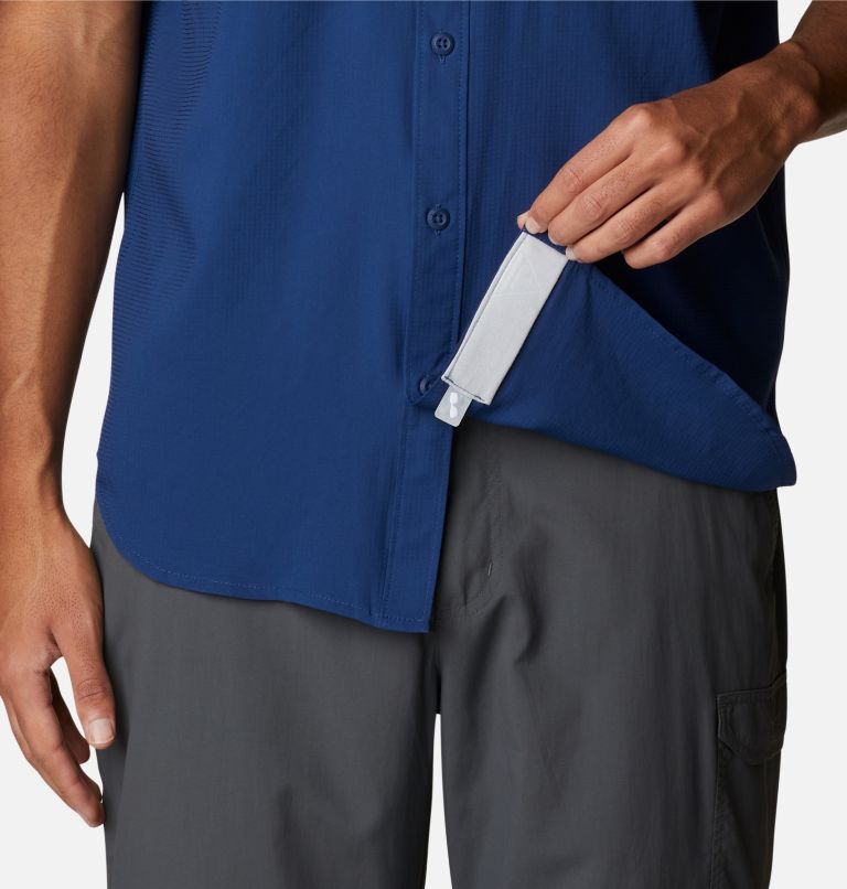 Men's PFG Skiff Guide Woven Short Sleeve Shirt, Color: Carbon, image 6