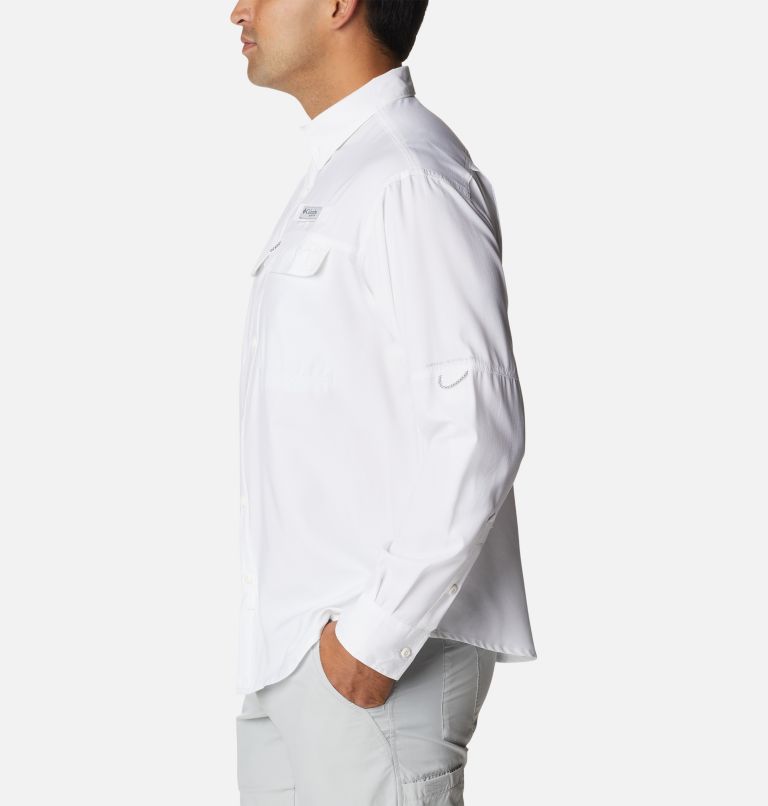 Men's PFG Skiff Guide Woven Long Sleeve Shirt, Color: White, image 3