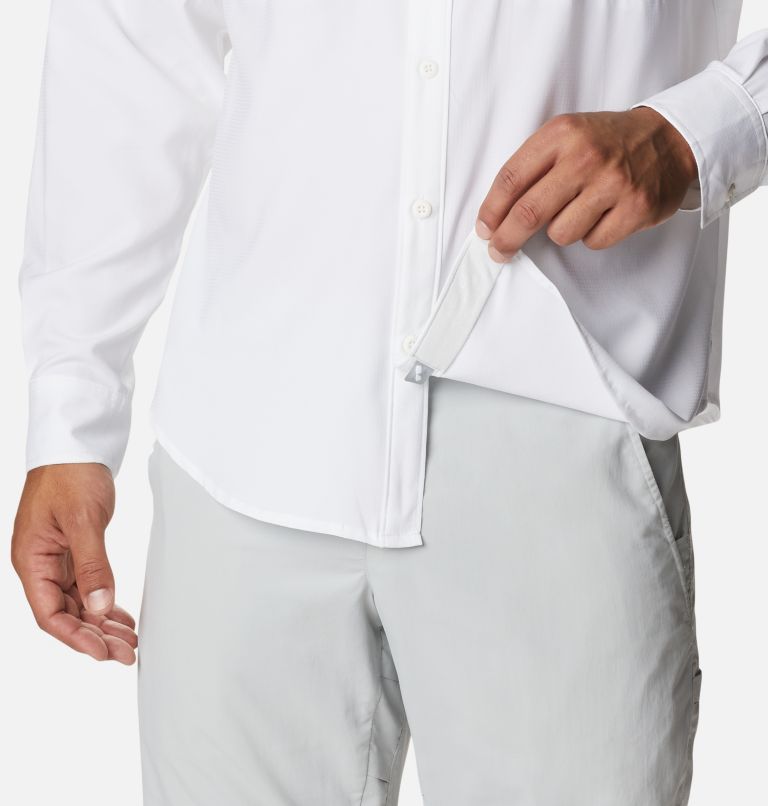 Men's PFG Skiff Guide Woven Long Sleeve Shirt, Color: White, image 6