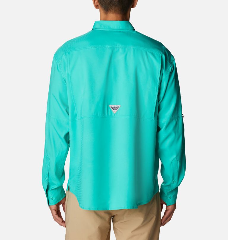 Thumbnail: Men's PFG Skiff Guide Woven Long Sleeve Shirt, Color: Electric Turquoise, image 2