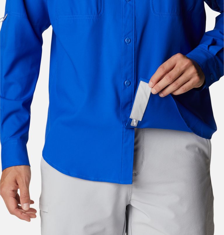 Thumbnail: Men's PFG Skiff Guide Woven Long Sleeve Shirt, Color: Blue Macaw, image 6