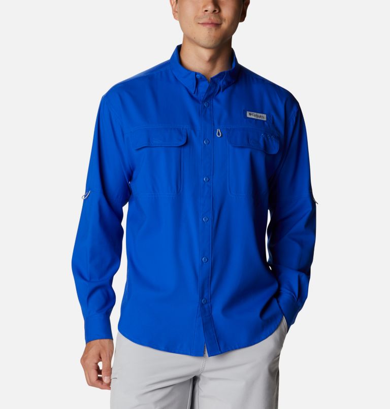 Thumbnail: Men's PFG Skiff Guide Woven Long Sleeve Shirt, Color: Blue Macaw, image 1