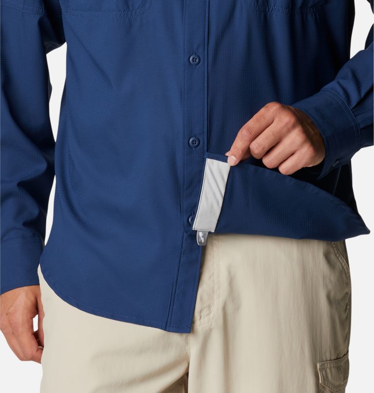 Thumbnail: Men's PFG Skiff Guide Woven Long Sleeve Shirt, Color: Carbon, image 6