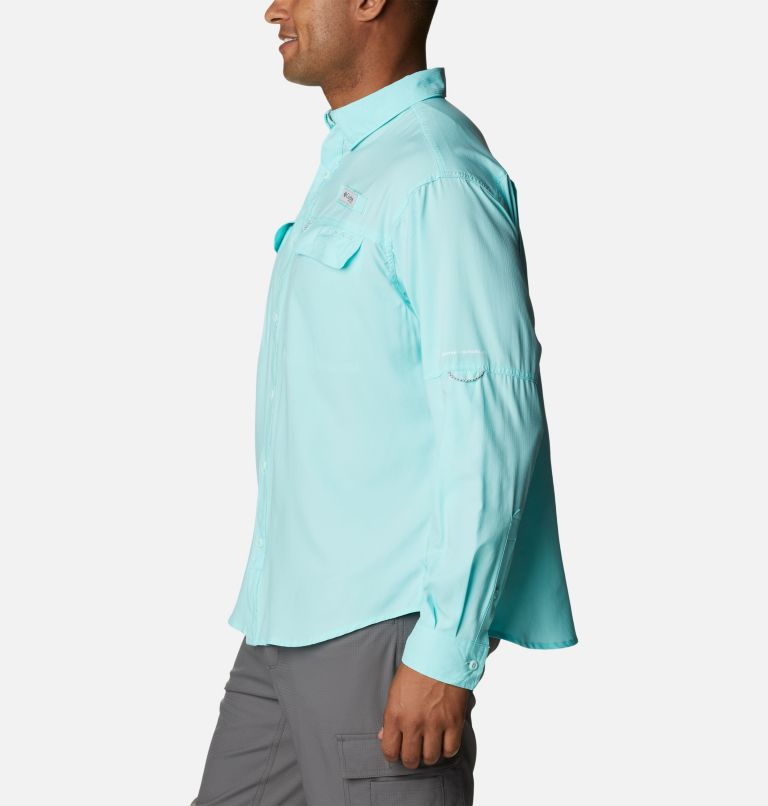 Thumbnail: Men's PFG Skiff Guide Woven Long Sleeve Shirt, Color: Gulf Stream, image 3