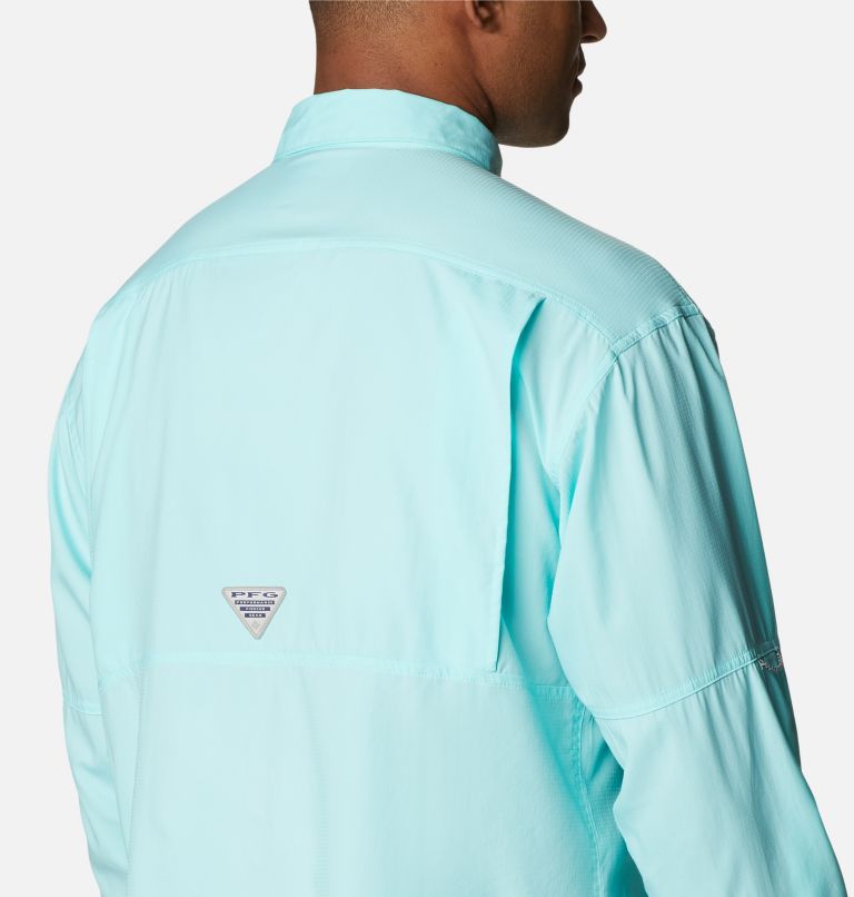 Men's PFG Skiff Guide Woven Long Sleeve Shirt, Color: Gulf Stream, image 5
