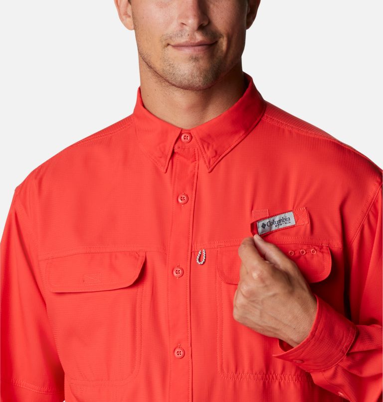 Chemise tissée à manches longues PFG Skiff Guide Homme, Color: Red Hibiscus, image 4