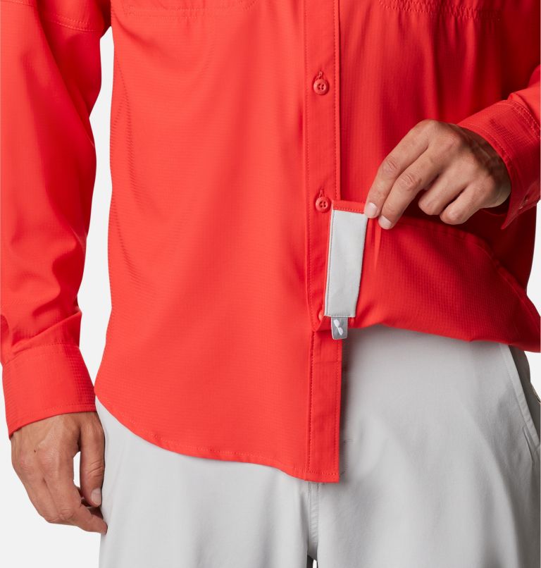 Chemise tissée à manches longues PFG Skiff Guide Homme, Color: Red Hibiscus, image 6