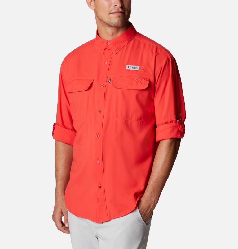 Chemise tissée à manches longues PFG Skiff Guide Homme, Color: Red Hibiscus, image 7