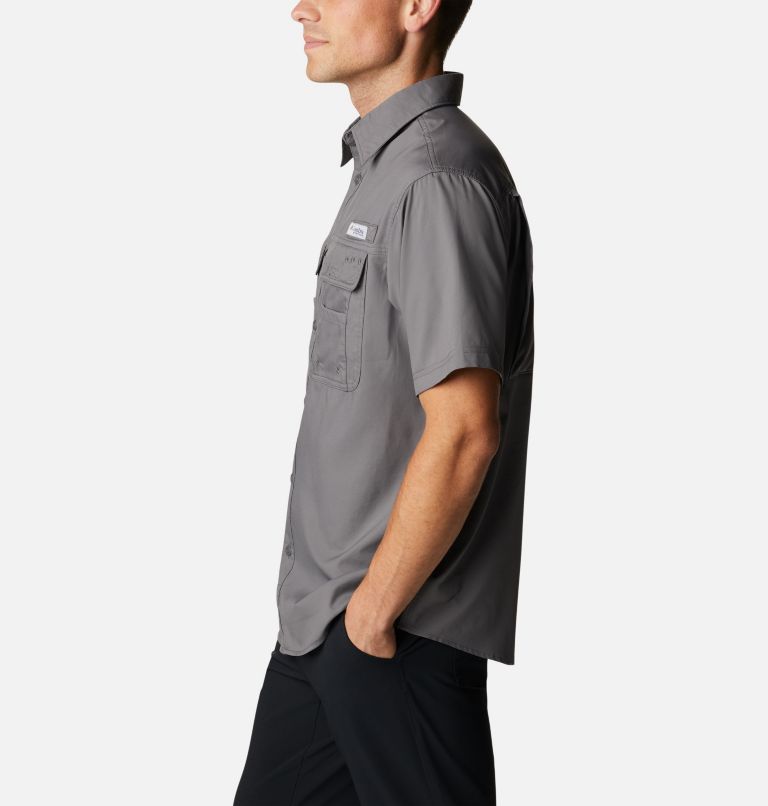 Men's PFG Drift Guide Woven Short Sleeve Shirt, Color: City Grey
