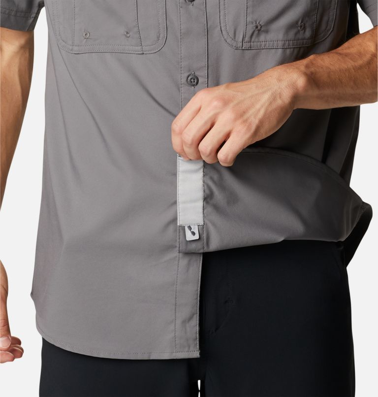Men's PFG Drift Guide Woven Short Sleeve Shirt, Color: City Grey, image 5