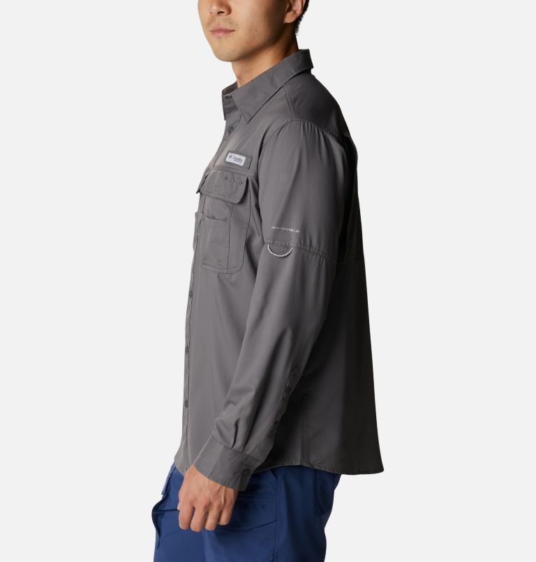 Thumbnail: Men's PFG Drift Guide Woven Long Sleeve Shirt, Color: City Grey, image 3