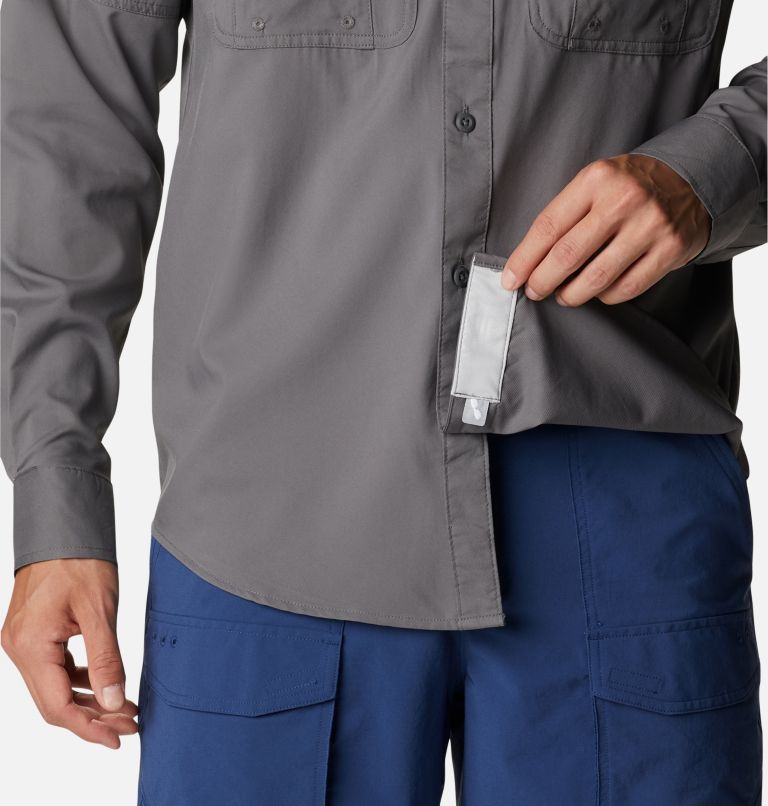Men's PFG Drift Guide Woven Long Sleeve Shirt, Color: City Grey, image 6
