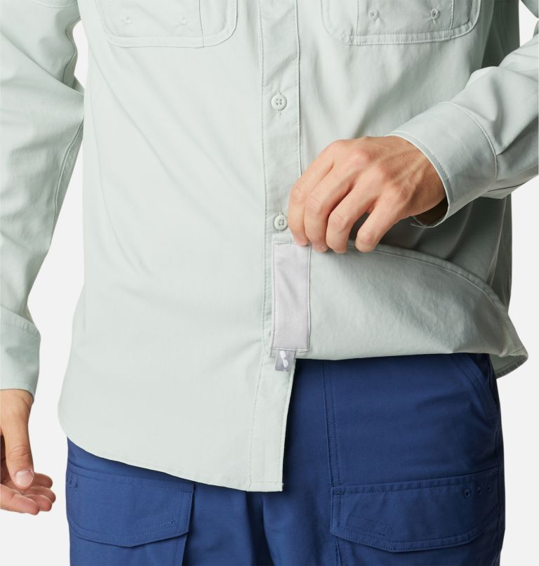 Thumbnail: Men's PFG Drift Guide Woven Long Sleeve Shirt, Color: Cool Green, image 6