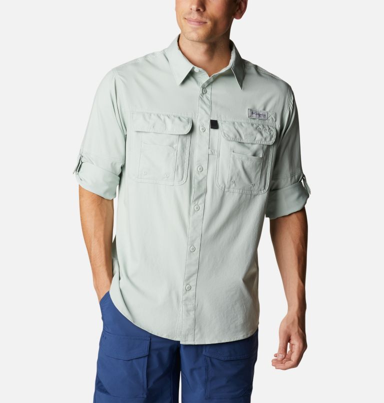 Thumbnail: Men's PFG Drift Guide Woven Long Sleeve Shirt, Color: Cool Green, image 7