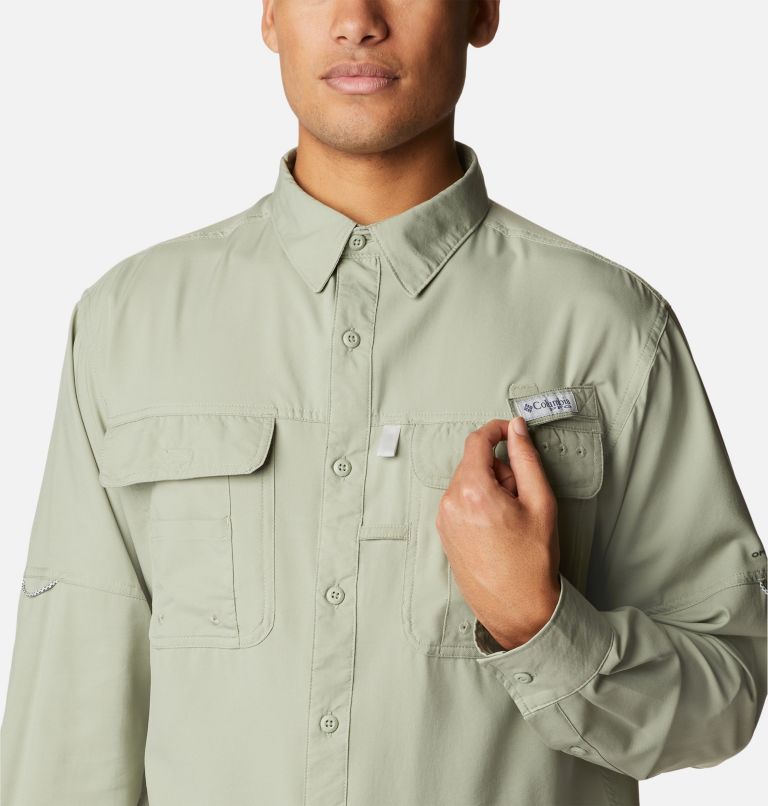 Thumbnail: Men's PFG Drift Guide Woven Long Sleeve Shirt, Color: Safari, image 4