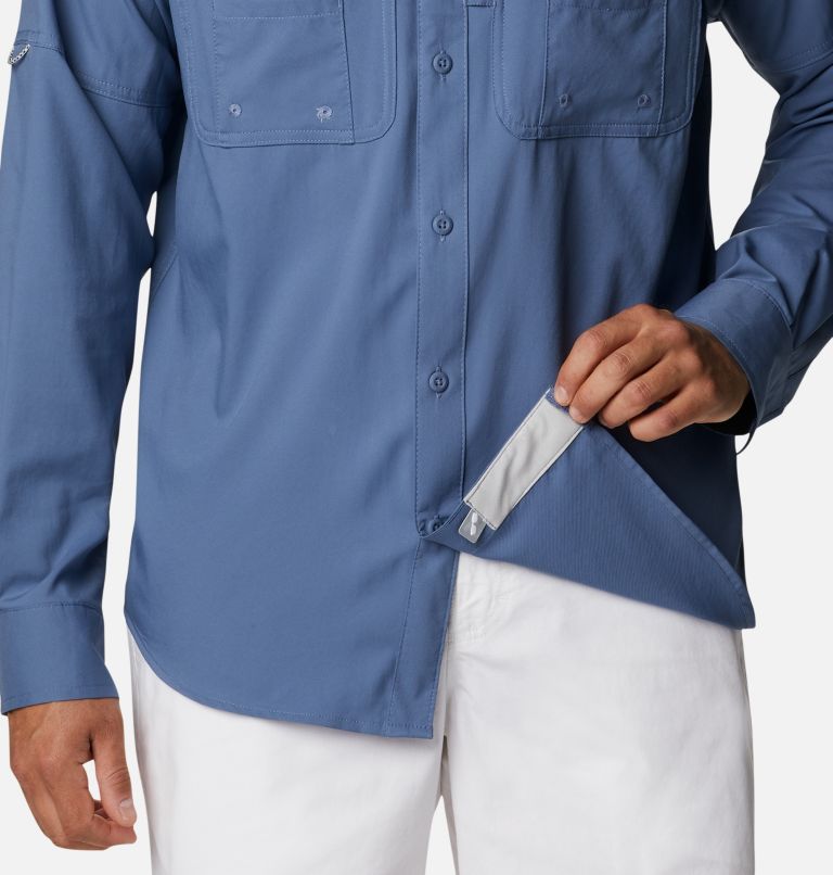 Men's PFG Drift Guide Woven Long Sleeve Shirt, Color: Bluestone, image 6