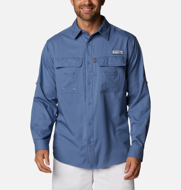 Thumbnail: Men's PFG Drift Guide Woven Long Sleeve Shirt, Color: Bluestone, image 1