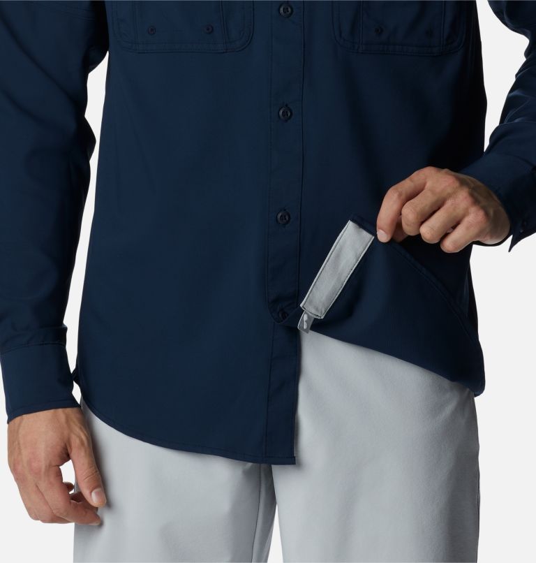 Men's PFG Drift Guide Woven Long Sleeve Shirt, Color: Collegiate Navy, image 6