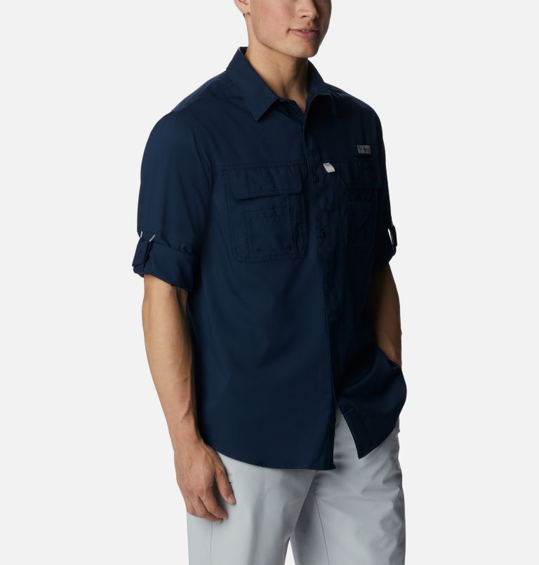 Thumbnail: Men's PFG Drift Guide Woven Long Sleeve Shirt, Color: Collegiate Navy, image 7