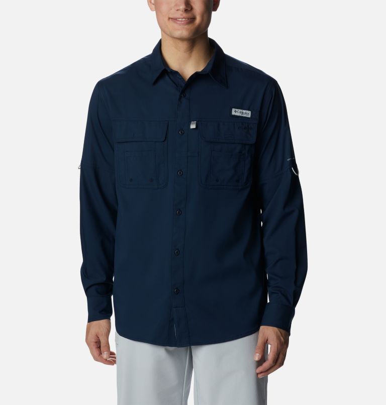 Thumbnail: Men's PFG Drift Guide Woven Long Sleeve Shirt, Color: Collegiate Navy, image 1