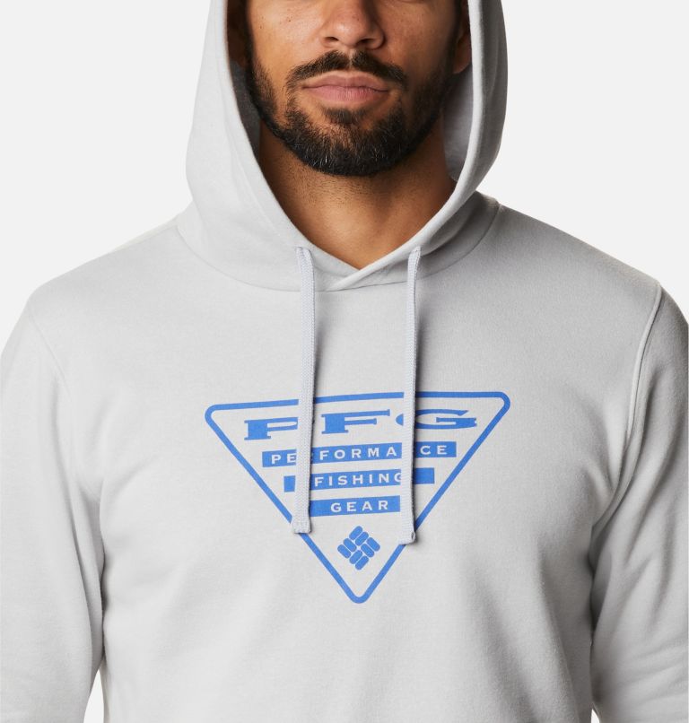 Men's PFG Triangle II Hoodie, Color: Cool Grey, Vivid Blue