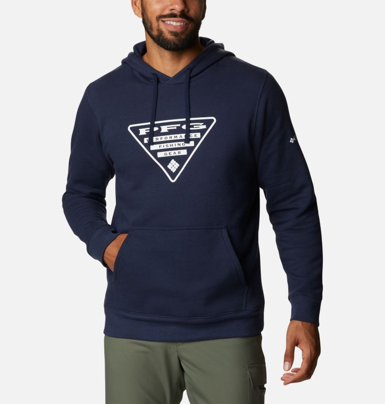 Columbia Men's PFG Hoodie Size Large Triangle Logo Blue Fishing